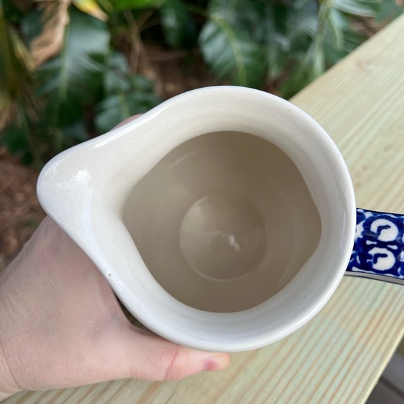 Handmade Polish Pottery Small Serving Pitcher - Bolesławiec, Blue Pattern, 5” - Picture 8 of 10